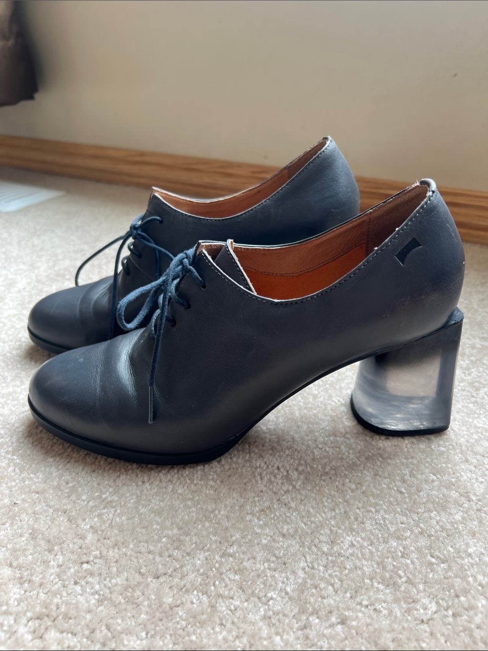 Camper Oxford Lucite Heel Shoes in Dark Gray - size 39